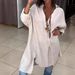 Women's Clothing Cotton And Linen Split Loose Shirt Dress_ecoleips.com