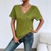 2026 European And American Cross-border Spring/summer New Plus-size Short-sleeve V-neck Casual Top Foreign Trade Ribbed_ecoleips.com