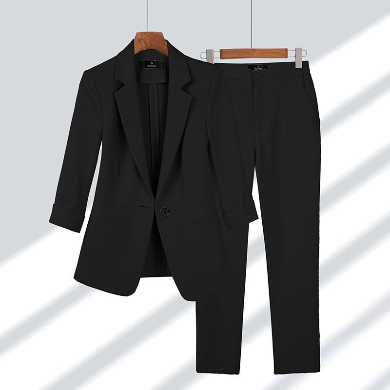 Spring Summer New Elegant Su Jacket Matching Set Women's Korean Chic Blazers Coat Pants 2 Piece Female Professional_ecoleips.com