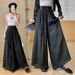 Suitable For All Seasons National Style Cotton Linen New Elastic High Waist Draped Casual Design Sense Niche Long Elegant Flowing Pants Skirt For_ecoleips.com
