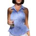 Women's Color Block Striped Tie Waist Sleeveless Open Plank Shirt European American Style Fashion Simple Commuting Top_ecoleips.com