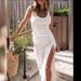 Women's Clothing Waist Sexy Slit Mid Length Vest Dress_ecoleips.com