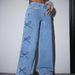 Trendy High-Waisted Butterfly Print Flared Jeans For Women - Comfortable Cotton Blend Denim Pants With Vintage Floral Design_ecoleips.com
