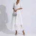 Women's Deep V Neck Mid Sleeve Knee Length Lace Evening Party Dress Elegant Formal Dinner Bridal Event Gown_ecoleips.com