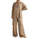 Summer New Women's Two Piece Set Cotton Linen Round Neck Sleeve Casual Irregular Hem Loose Fit_ecoleips.com