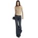 American Retro Spicy Girl Jeans Women's New Low Waist Elastic Versatile Double Button Elastic Micro Bell Bottom Pants_ecoleips.com