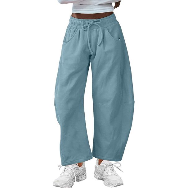 Women's Clothing Sports Pants Drawstring Pocket Nine Point Pants Sweatpants_ecoleips.com