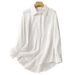 White Long-sleeved Shirt For Women, Spring And Summer, Loose Fit, Slimming, Sun-protective, Unique Design, Casual Top_ecoleips.com