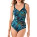 Plus Size Women's One Piece Swimsuit Leaf Pattern Elegant Extra Large Bikini_ecoleips.com