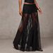 Women's Lace Trimmed Low Waisted Bodycon Maxi Skirt Cool Sophisticated Style Versatile Slimming Long Skirt For All Seasons_ecoleips.com
