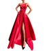 Women's Clothing One Shoulder Top Sexy Slit Dress_ecoleips.com