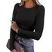 2025 Cross-Border Y2K European And American Fashion Women's Long Sleeve Ribbed Slim Fit New Top_ecoleips.com