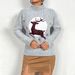 Christmas Sweater Women's Fashion Semi-Turtle Neck Long Sleeve Pullover With Reindeer Jacquard Knit Top_ecoleips.com