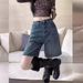 Women's Clothing Denim Shorts Trendy And Versatile Summer Thin New Style High Waist Loose Straight Slimming Shorts_ecoleips.com