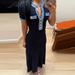 Women's Clothing Denim Splicing Dress Simple Waist Hip Long Skirt_ecoleips.com
