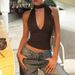 Women's Clothing 2025 Winter New Fashion Sexy Deep V Backless Slim Fit Solid Color Tie-Up Tank Top Wholesale_ecoleips.com