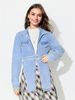 Women's Clothing Fashionable Personalized Lapel Drawstring Statement Denim – Belted Collar Long-Sleeve Shirt In Vintage Wash For Streetwear Edge_ecoleips.com