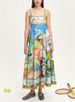 Women's Clothing INS New Cotton And Linen Printed Suspenders Sunflower Skirt Holiday Style Dress_ecoleips.com