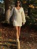 JULISSA MO Knitted Sexy V-neck Mini Dress Women Apricot Long Sleeve High Waist Dress Female Winter Loose Casual Party Streetwear_ecoleips.com