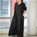 Bohemian Cotton Linen Long Dress With Flared Hem – Elegant Ethnic Style Loose Fit Tunic For Women_ecoleips.com