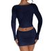 Diyun European American Y2K Sexy Long Sleeve T-Shirt And Skirt Two-Piece Set Women's Clothing 2025 Autumn Winter_ecoleips.com