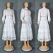 Women's Clothing Fashion Retro Lace Stitching Stand Collar Lantern Sleeve Big Swing Dress_ecoleips.com