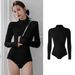 Aria Basics Women's Slimming, Tummy-concealing, Conservative One-piece Long-sleeve Sun-protective Diving Surfing Suit For Hot Spring_ecoleips.com