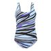 European And American Women's One Piece Swimsuit plus Size Fat Gradient Rainbow Stripe Bikini Large Swimsuit_ecoleips.com
