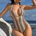 Women's Solid Color One-Piece Swimsuit Sexy Low Back Bikini Style for Beach Pool Size 4 to 18_ecoleips.com