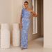 Foreign Trade Slanted Collar European And American Fashion Strap Bodycon Sexy Three-dimensional Floral Dress 2026_ecoleips.com