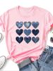 European And American Cross-border Foreign Trade Women's Clothing, Simple Heart-printed Round-neck Short-sleeve T-shirt_ecoleips.com