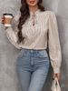 Women's Clothing Half Open Collar Tie Pullover Long Sleeved Temperament Commuter Striped Shirt_ecoleips.com