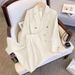 girl 2025 New Double-Breasted For Women, Casual Versatile Slim Fit Metal Button Two-Piece Suit Set Trendy_ecoleips.com