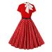 Cross-Border European And American Retro For Women 2025 New Hepburn Print Floral Polka Dot Bow Dress_ecoleips.com