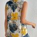 Women's Clothing New Flower Print V Neck Sleeveless Top_ecoleips.com