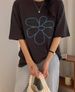 South Korea Foreign Trade Korean Version New Short Sleeve T-shirt Women's Summer Base Round Neck Loose Printed Top_ecoleips.com