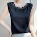Lace Trim Round Neck Satin Camisole For Women, Unique Design, Sleeveless Blazer Inner Layer, Stylish Top_ecoleips.com