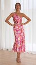 Women's Clothing Temperament Oblique Collar Suspenders Fishtail Print Dress_ecoleips.com