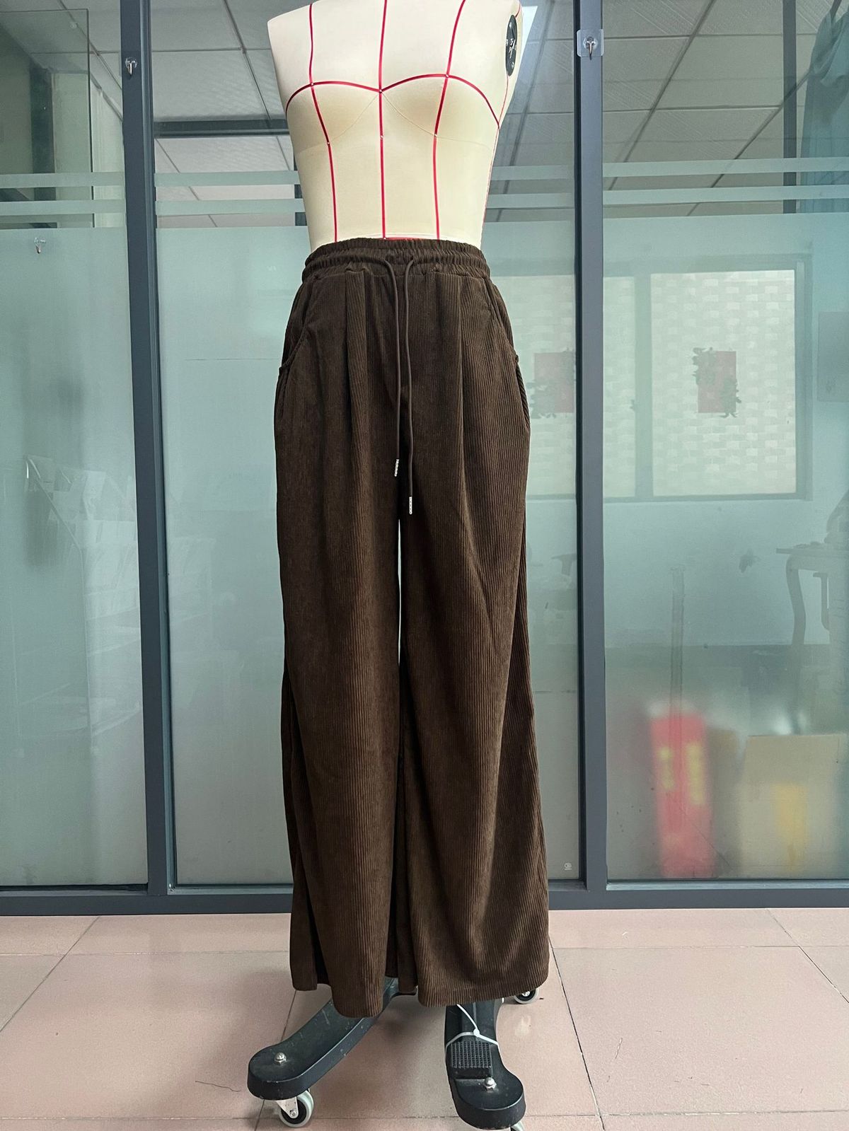 Trendy High-Waisted Drawstring Wide-Leg Pants – Polyester & Spandex Lounge Pants With Flowy Drape (Stretchy & Breathable)_ecoleips.com