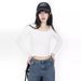 White Round-Neck German Velvet Long-Sleeved T-Shirt, High-Waisted Crop Top, Short Base Layer, Slimming Innerwear For Aut_ecoleips.com