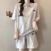 Women's Summer Casual 2-Piece Set - Cotton Short Sleeve T-Shirt & Wide Leg Shorts (Breathable, Loose Fit, Sporty Style)_ecoleips.com