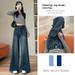 Aria Basics Retro Blue Wide-Leg Jeans For Women, Fall 2025 New High-Waisted Loose Fit Petite Floor-Length Flared Pants_ecoleips.com