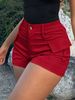 2025s Casual Women's High-Waisted Button Street Cargo Shorts With Pockets_ecoleips.com