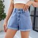 Women's Clothing Washed Classic Loose Curling Casual Denim Shorts_ecoleips.com