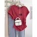 Women’s Ruffled Short-Sleeve Cotton T-Shirt – Flattering Square Neckline & Pintuck Details For A Youthful Look_ecoleips.com