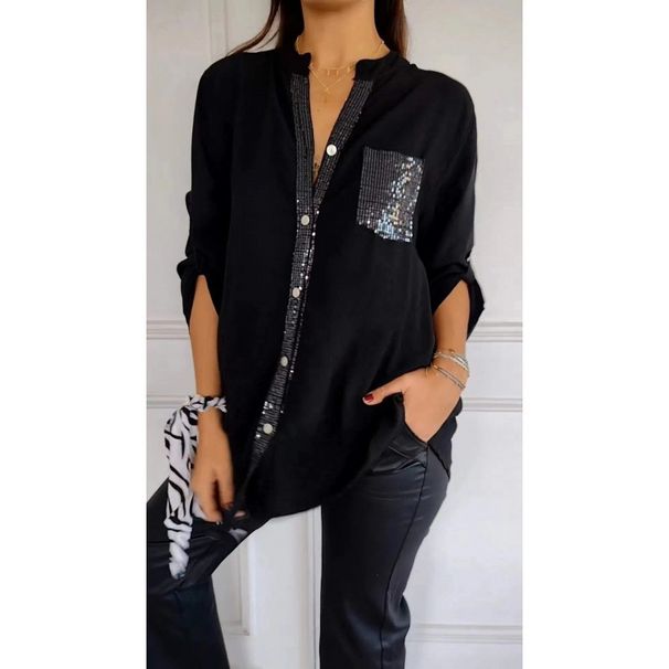 Autumn Commute Style Black Shirt Fashion Cardigan Top Wholesale_ecoleips.com