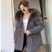 Women's Fashionable Parka Coat With Detachable Fox Fur Collar & Otter Rabbit Fur Lining, Mid-Length Winter Jacke For Casual Style_ecoleips.com
