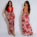 Women's Clothing Fashion Women's Clothing Sexy Deep V Halter Neck Slim Print Dress_ecoleips.com