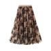 Flocking Printed Gauze Skirt Women's Skirt Autumn and Winter Medium Length A-shaped Pendulum Floral Mesh White Skirt Long Skirt 1819_ecoleips.com