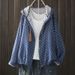 New Spring And Autumn Hooded Printed Drawstring Artistic Casual Loose Top For Women, Cotton Gauze Shirt, Thin Jacket_ecoleips.com
